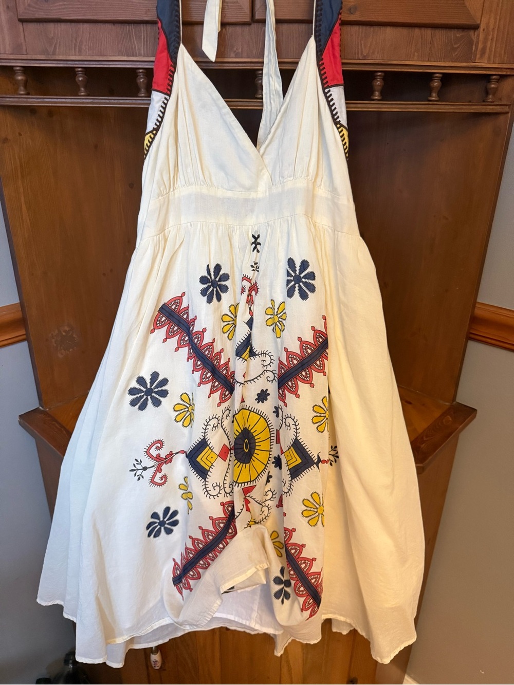 Lucca Couture White Embroidered Halter Midi Dress - Size M
